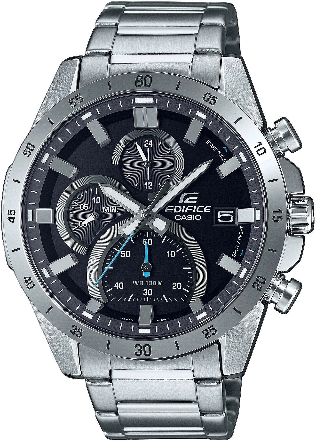 Eine Nahaufnahme einer stilvollen silbernen Casio Edifice Uhr