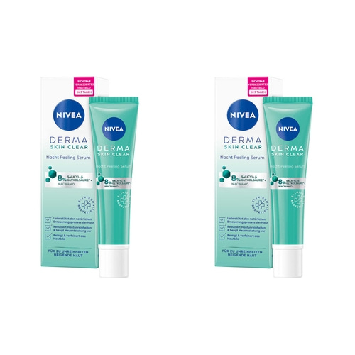 NIVEA Derma Skin Clear Nacht Peeling Serum Nachtpflege mit Niacinamid 2 x 40ml