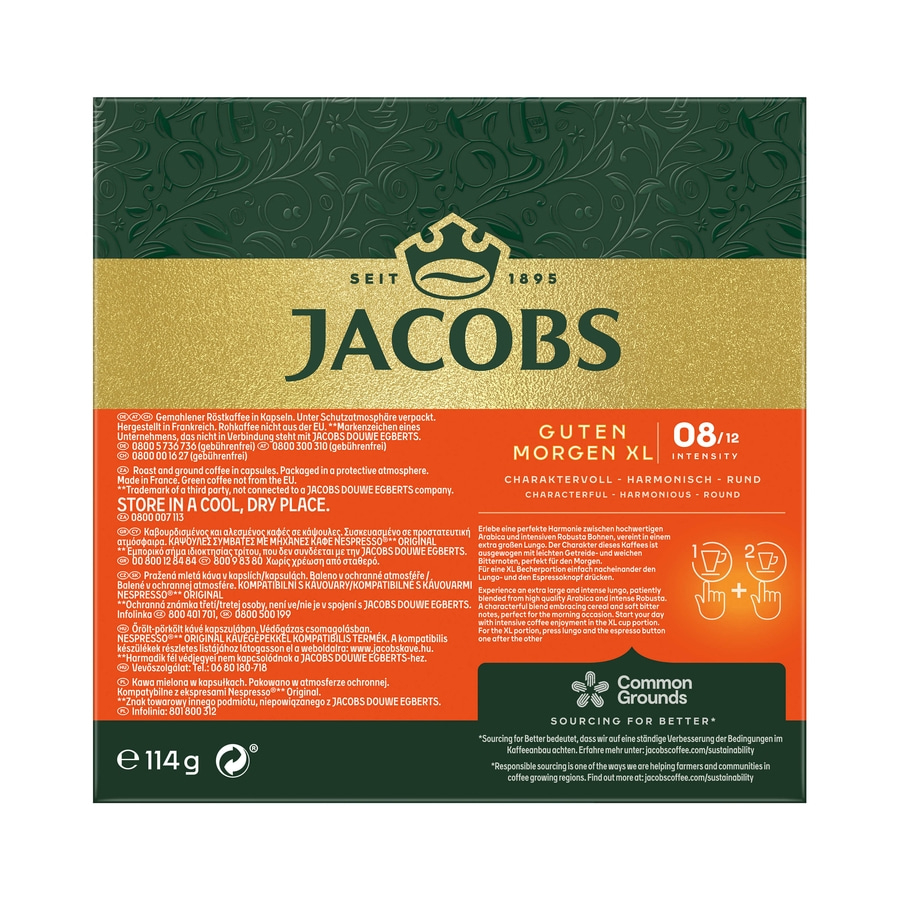 JACOBS Kapseln Guten Morgen XL Intense 200 Nespresso®* kompatible Kaffeekapseln