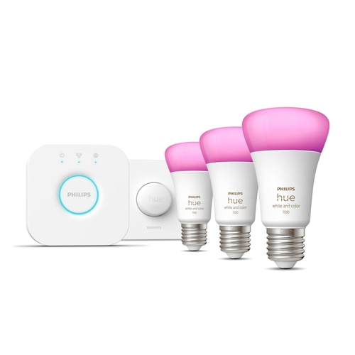 PHILIPS Hue Starter Set White & Color Ambience 3x E27 LED Leuchtmittel & Bridge