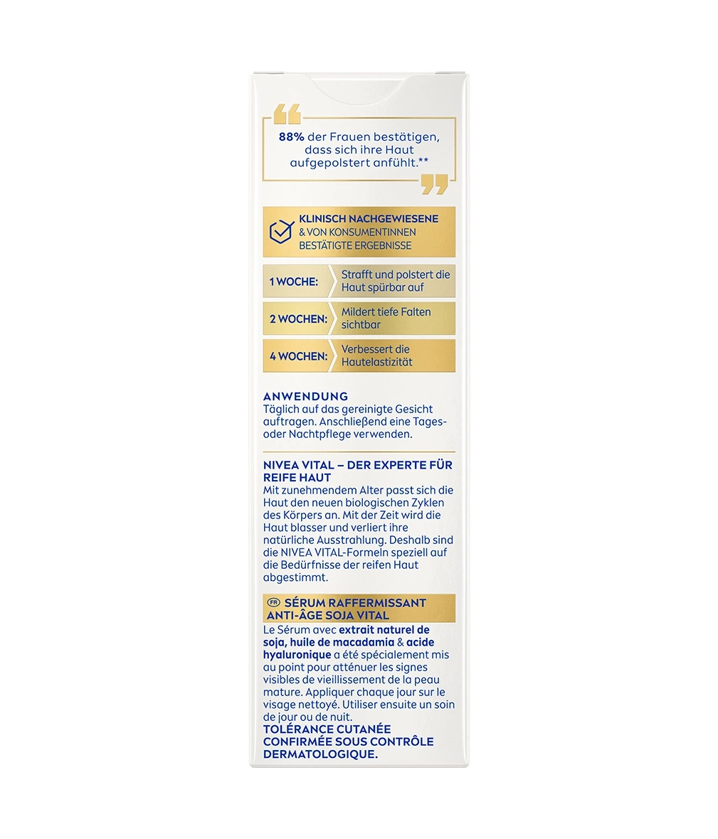 Nivea Vital Serum gegen Hautalterung mit Sojaöl und Macadamia.