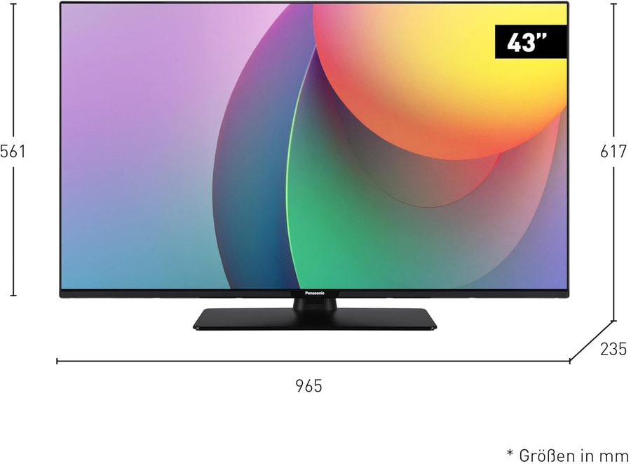 43 Zoll Fernseher mit Abmessungen von 965x617x235 mm