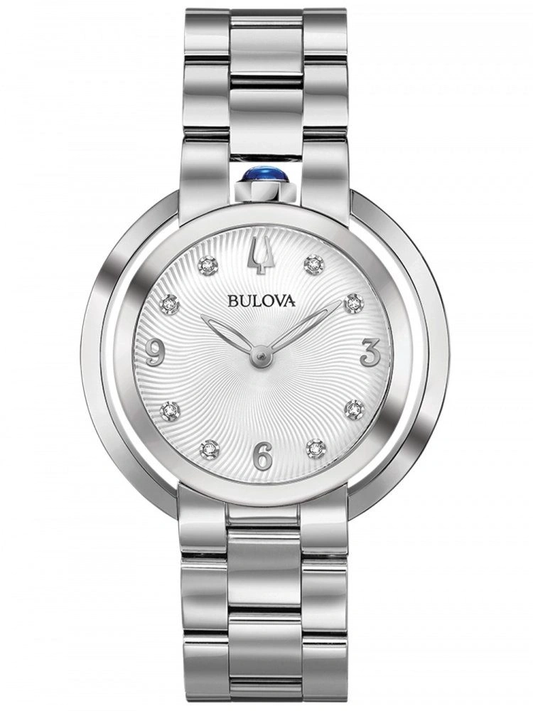 Bulova Damenuhr, silbernes Zifferblatt, Diamanten, Edelstahlarmband, elegant