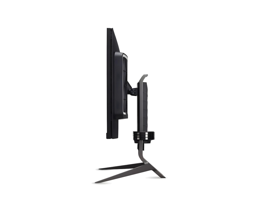 Ein Monitorständer mit einem Arm, der einen Monitor hält.