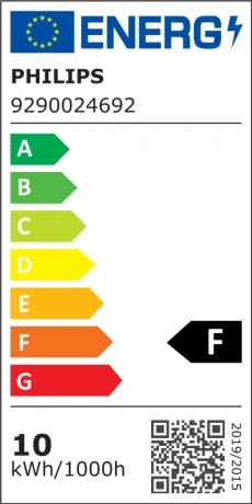 Philips Energieeffizienzlabel für eine Lampe der Klasse F.