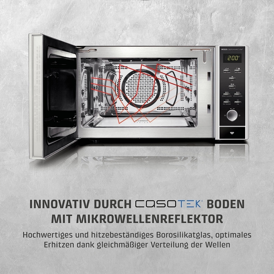 CASO Design Mikrowelle MCG25 Ceramic chef 3351 Grill 25L Borosilikatglasboden