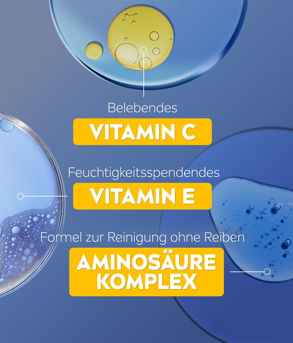 Kosmetikprodukt mit Vitamin C, E und Aminosäure-Komplex für die Hautpflege.