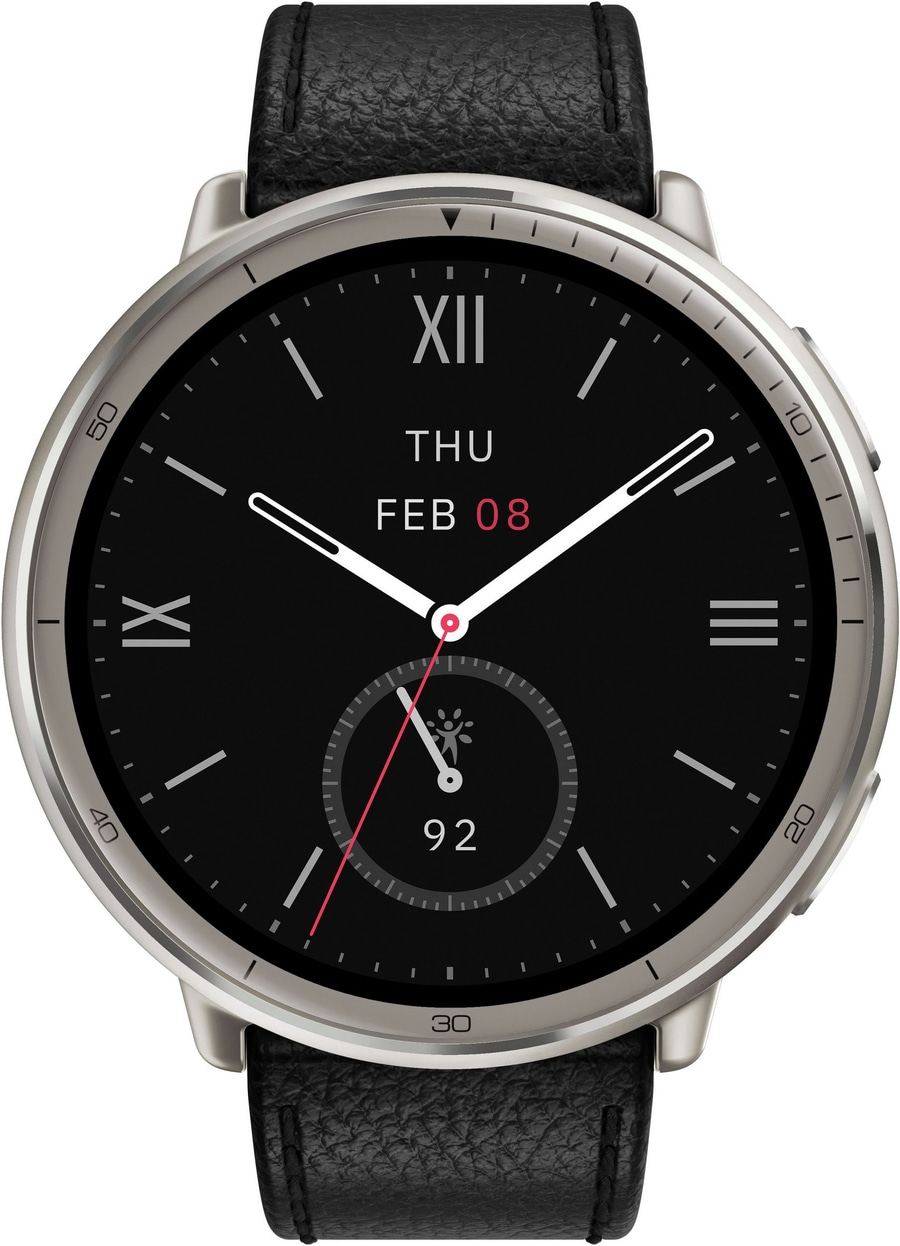 Amazfit Active 2 Premium Smartwatch Silber Schwarz Leder AMOLED EKG GPS