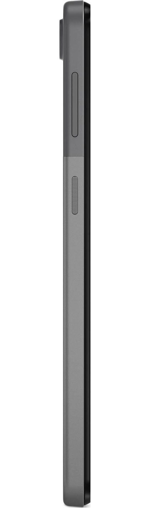 Graues Smartphone-Seitenansicht mit Lautstärke- und Ein-/Aus-Tasten. Minimalistisches Design.