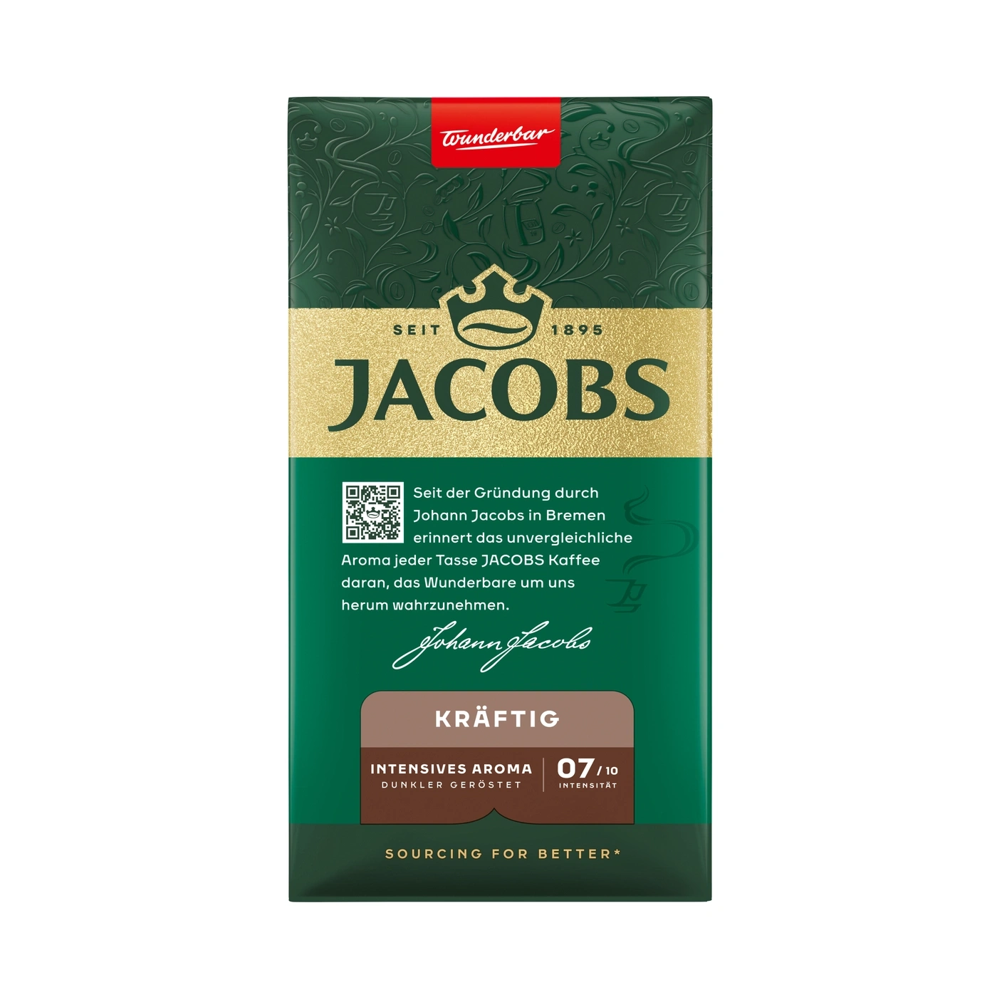 Jacobs Kräftig Kaffee Packung, dunkel geröstet mit intensiven Aroma