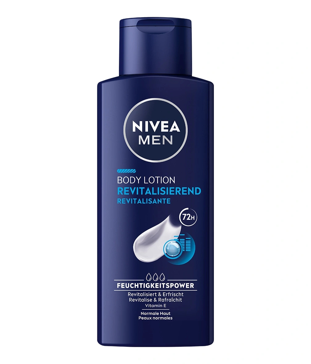 Nivea Men Body Lotion, revitalisierend, 72h Feuchtigkeit, Vitamin E, für normale Haut.