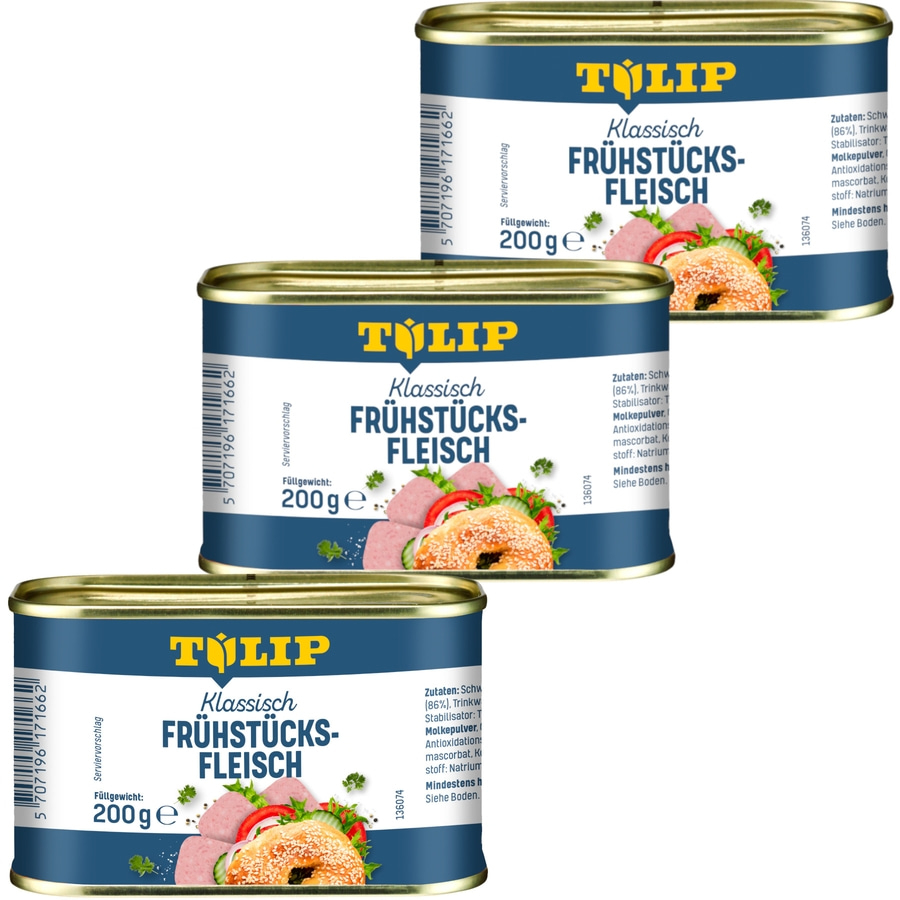 TULIP 3x 200g Frühstücksfleisch Original Dänische Delikatesse in Konservendose