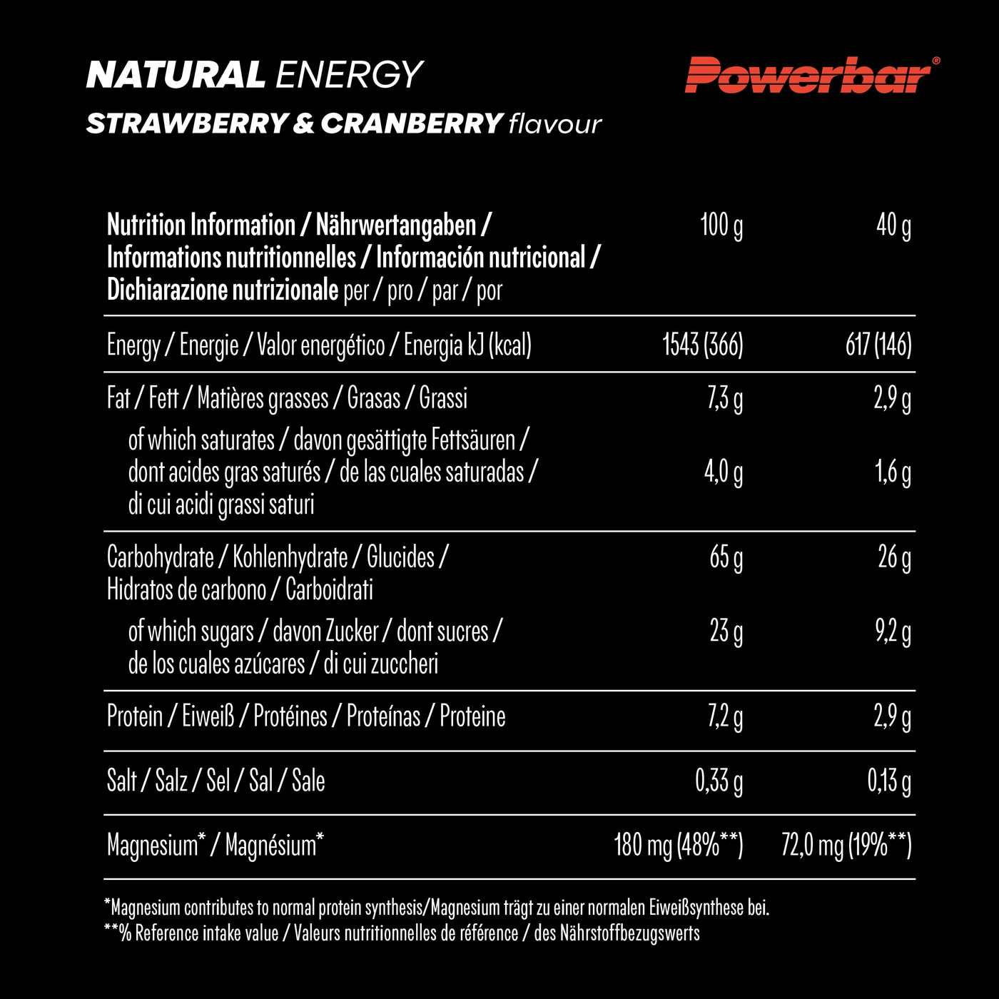 POWERBAR Natural Energy Strawberry Cranberry 18x40g veganer Kohlenhydrat Riegel