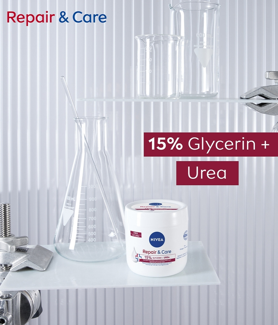NIVEA Creme Repair & Care Creme-Tiegel Urea Glycerin 72h Feuchtigkeit 2 x 400 ml