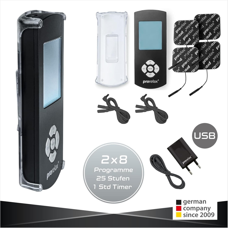 PRORELAX TENS/EMS Duo Comfort Blackline Elektrostimulationsgerät 2 Therapien NEU
