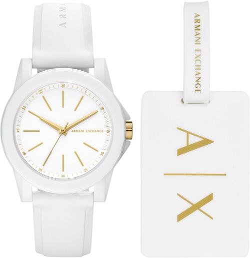 ARMANI EXCHANGE Armbanduhr AX7126 Quarzuhr Damenuhr mit Kofferanhänger B-WARE
