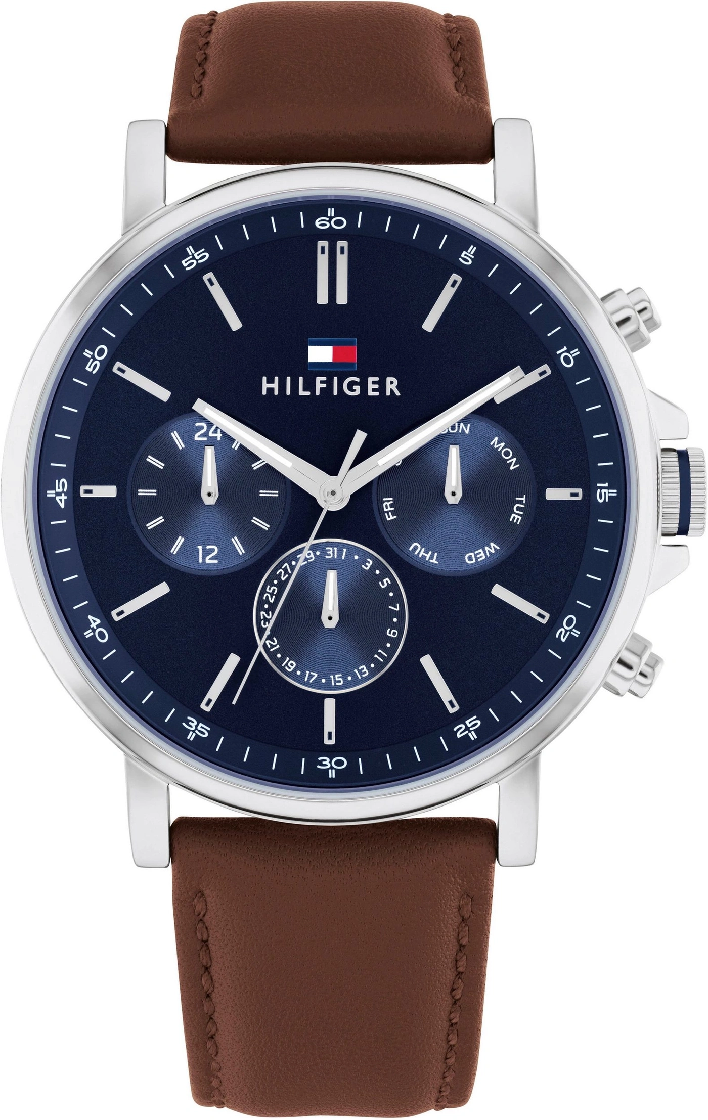 TOMMY HILFIGER Tyson 1710585 Herrenuhr Multifunktion Leder Blau Braun B-WARE