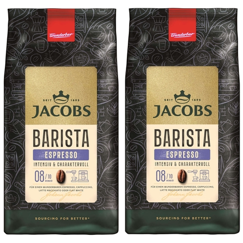 JACOBS Kaffeebohnen Barista Editions Espresso Espressobohnen 2x 1 kg Ganze Bohne