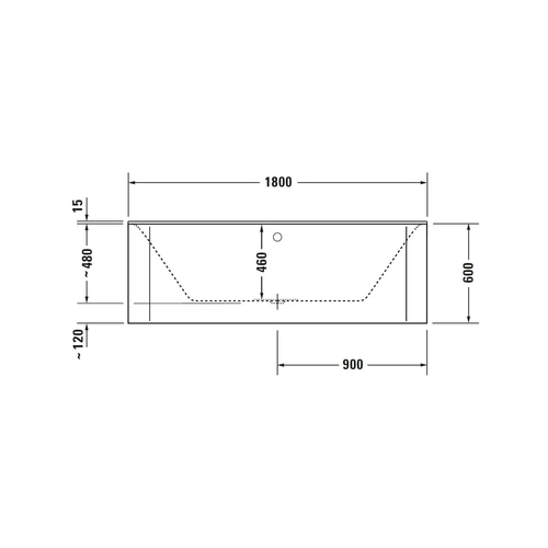 DURAVIT P3 Badewanne Rechteckig 1800x800mm Wanne Weiß Vorwandversion
