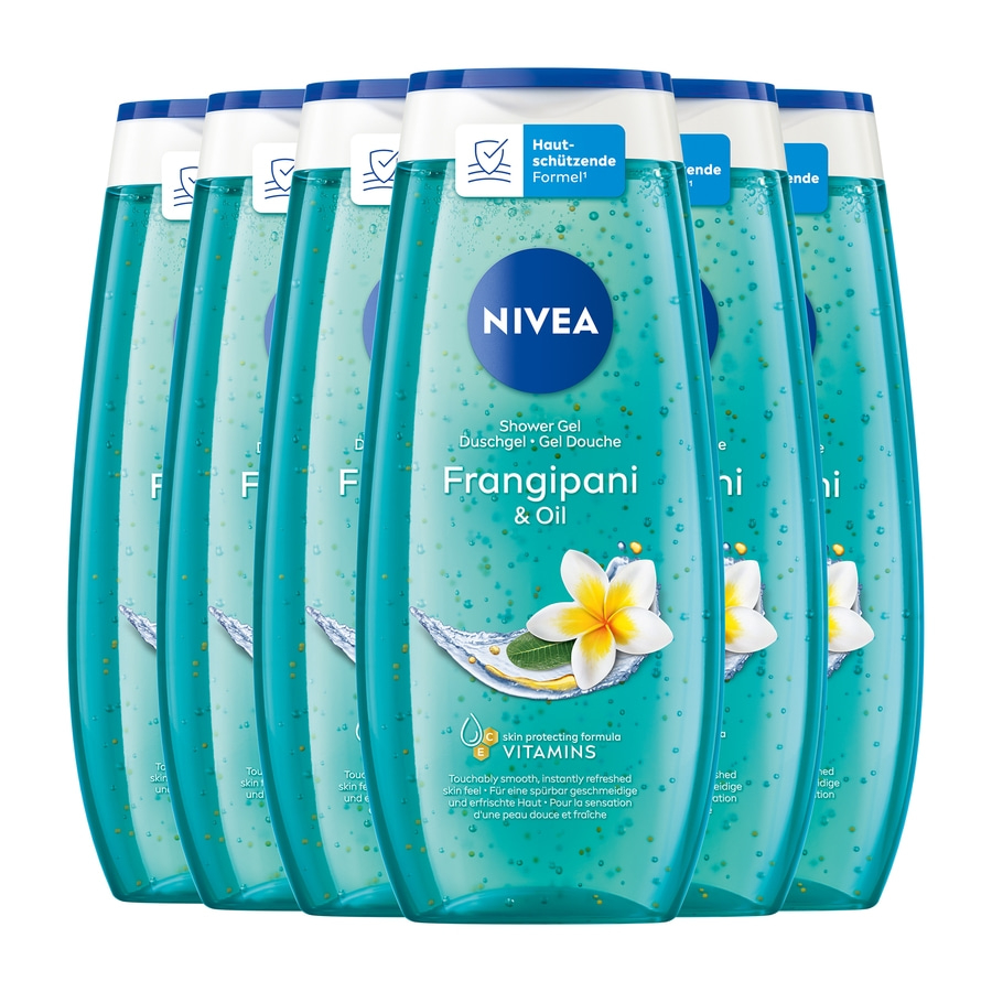 NIVEA Pflegedusche Frangipani & Oil Duschgel Pflegeöl-Perlen pflegend 6 x 250 ml