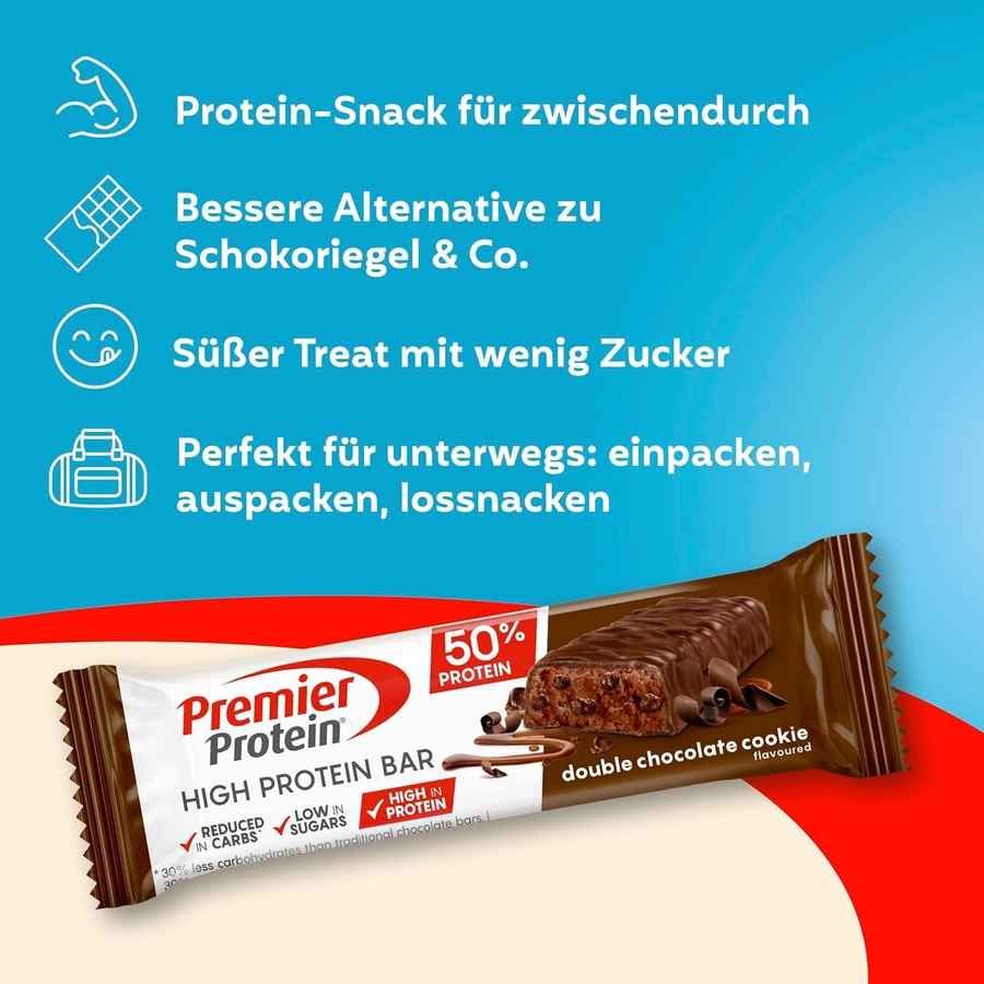 Protein-Riegel, "double chocolate cookie"-Geschmack, 50% Protein