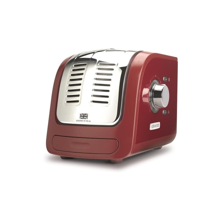 roter Toaster mit Chromdetails und Bedienknopf