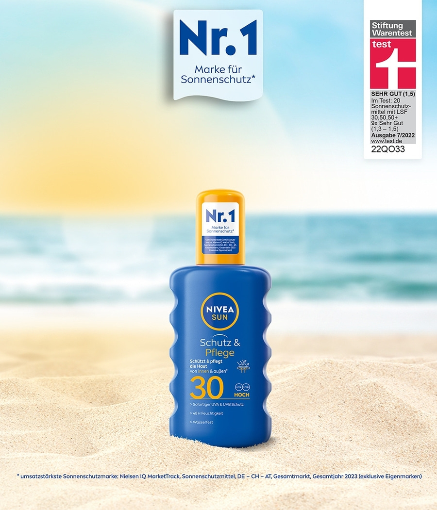 Nivea Sonnencreme mit Nr.1 Auszeichnung und Stiftung Warentest Siegel