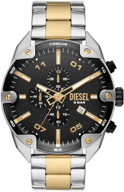DIESEL Herren Armbanduhr SPIKED DZ4627 Quarz Chronograph Edelstahlarmband 49mm