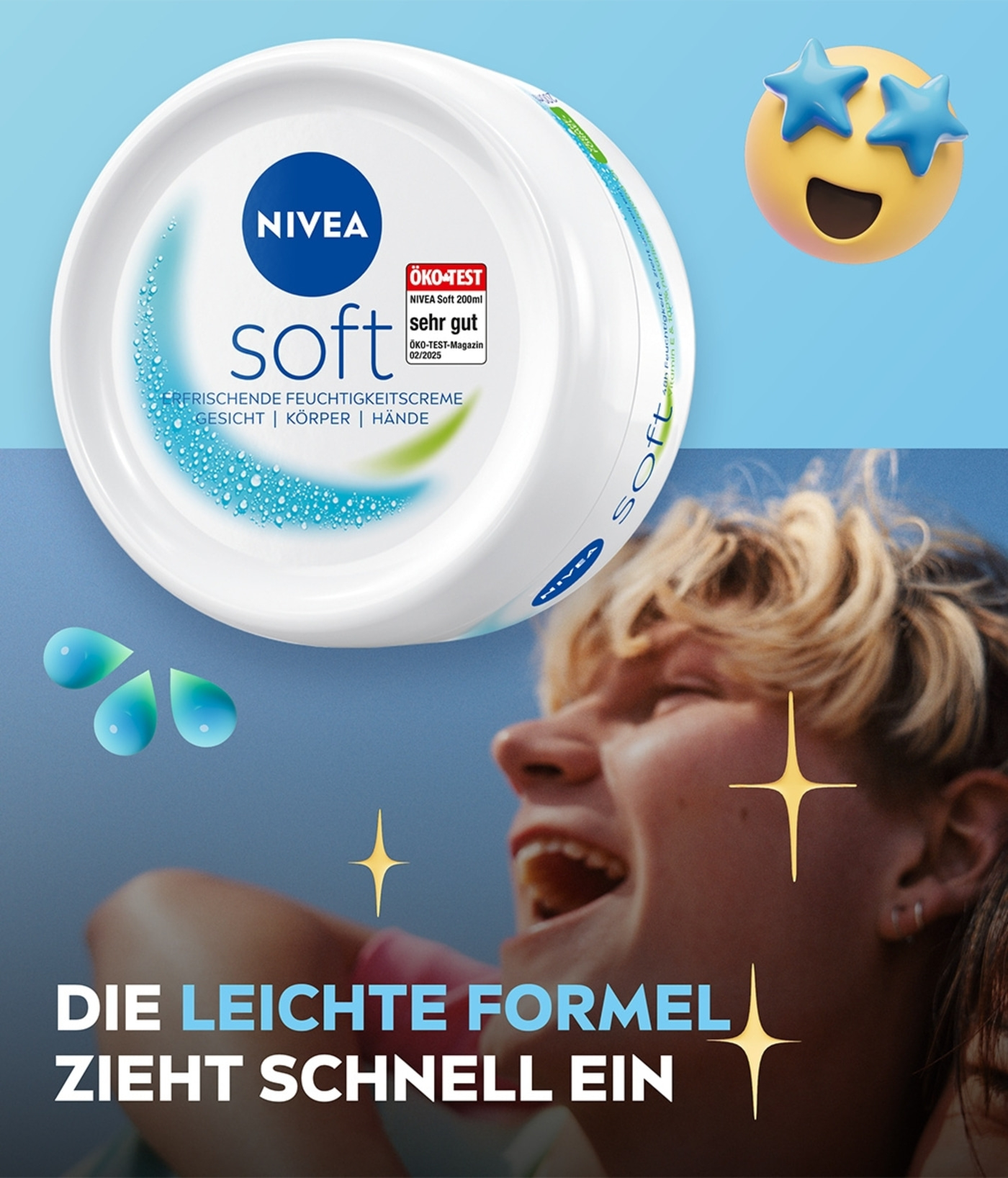 Nivea Soft Creme, sehr gut, zieht schnell ein, Gesicht, Körper, Hände.