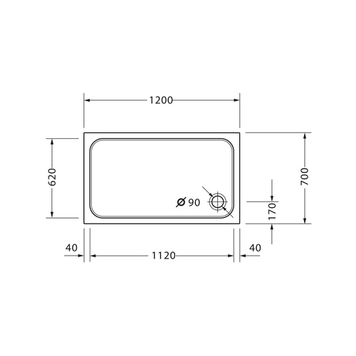 DURAVIT Duschwanne D-Code 1200 x 700mm, Weiß Rechteck Ablaufdurchmesser 90mm