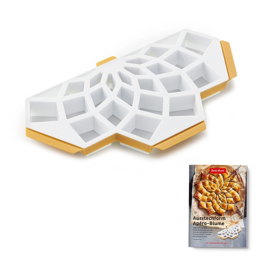 BETTY BOSSI Ausstechform Apéro-Blume Kunststoff Snacks Weiß Beige NEU