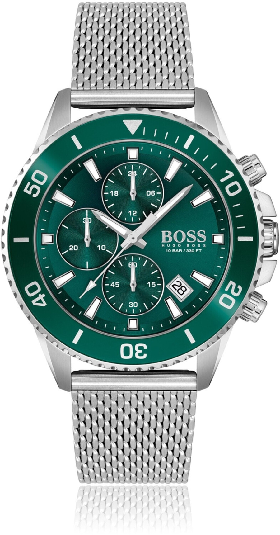BOSS 1513905 Herrenchronograph Edelstahl 46 mm Quarz Grün/Silber