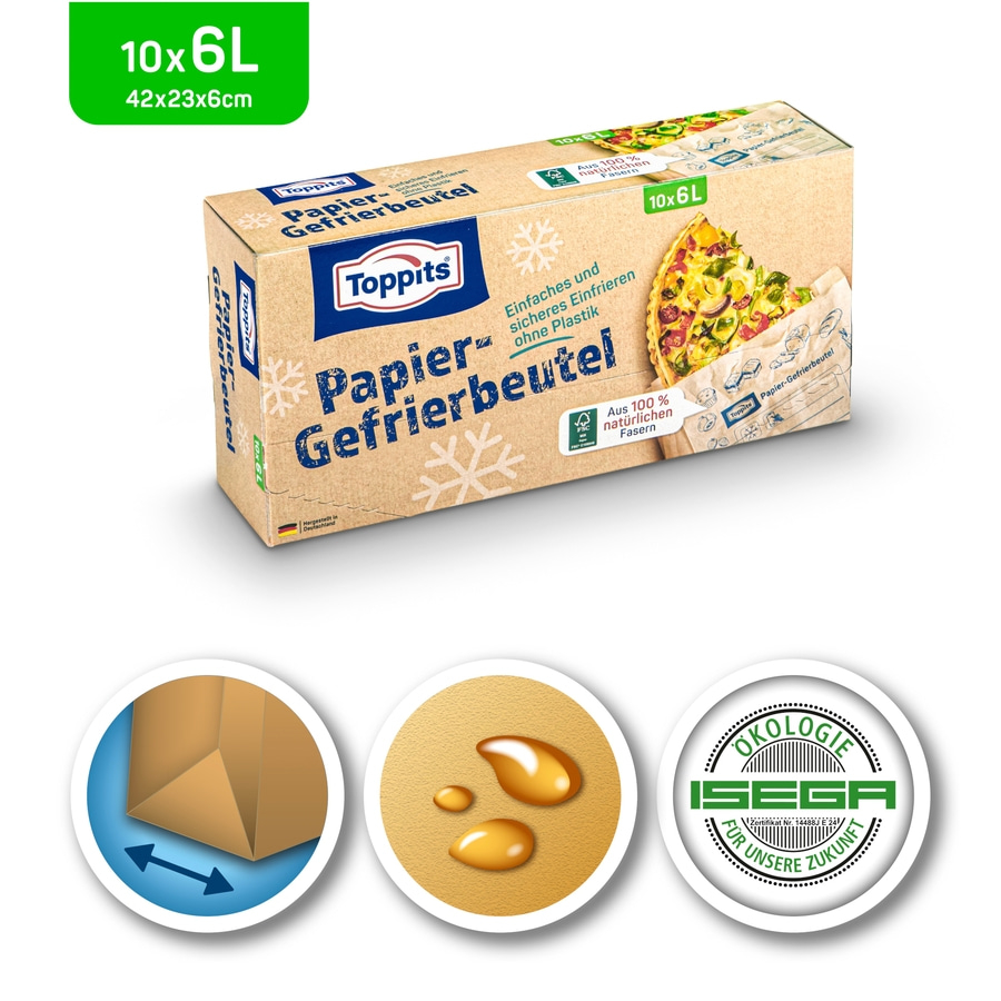 Toppits® Einfrier-Set Gefrierbeutel Allzweck Papier Gefrierbeutel Silikondeckel