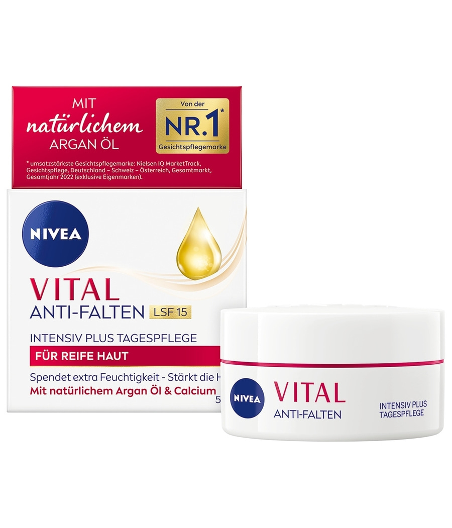 NIVEA Tagespflege VITAL Anti-Falten Intensiv Plus LSF 15 Bio Arganöl 2 x 50 ml