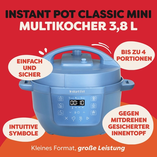 INSTANT POT Classic Mini 7in1 Multikocher 3,8L 800W Slow Cooker Schongarer Blau
