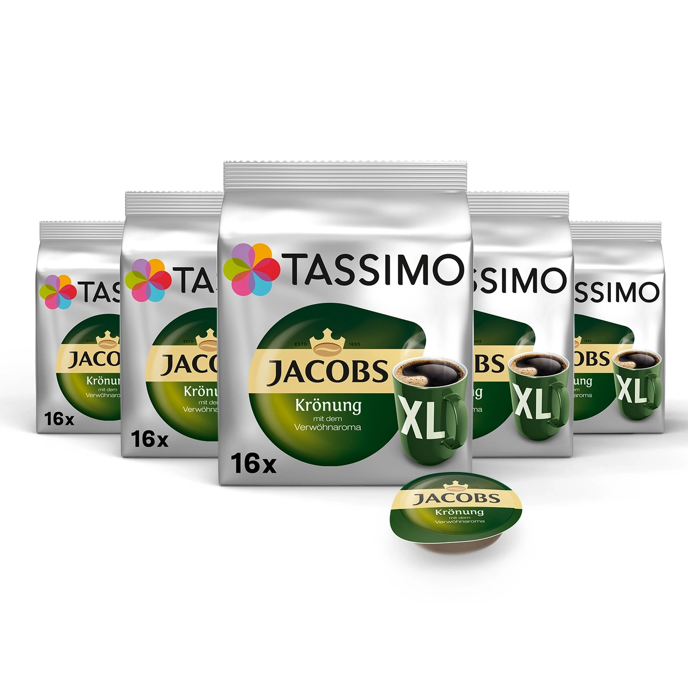 TASSIMO Jacobs Krönung XL Kaffee Kapseln in Packungen und einzeln