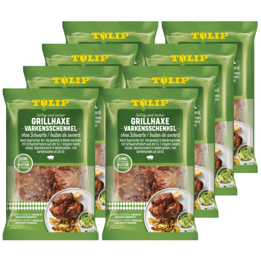 TULIP Grillhaxe ohne Schwarte 8x 500g - Vakuumverpackt & für Backofen oder Grill