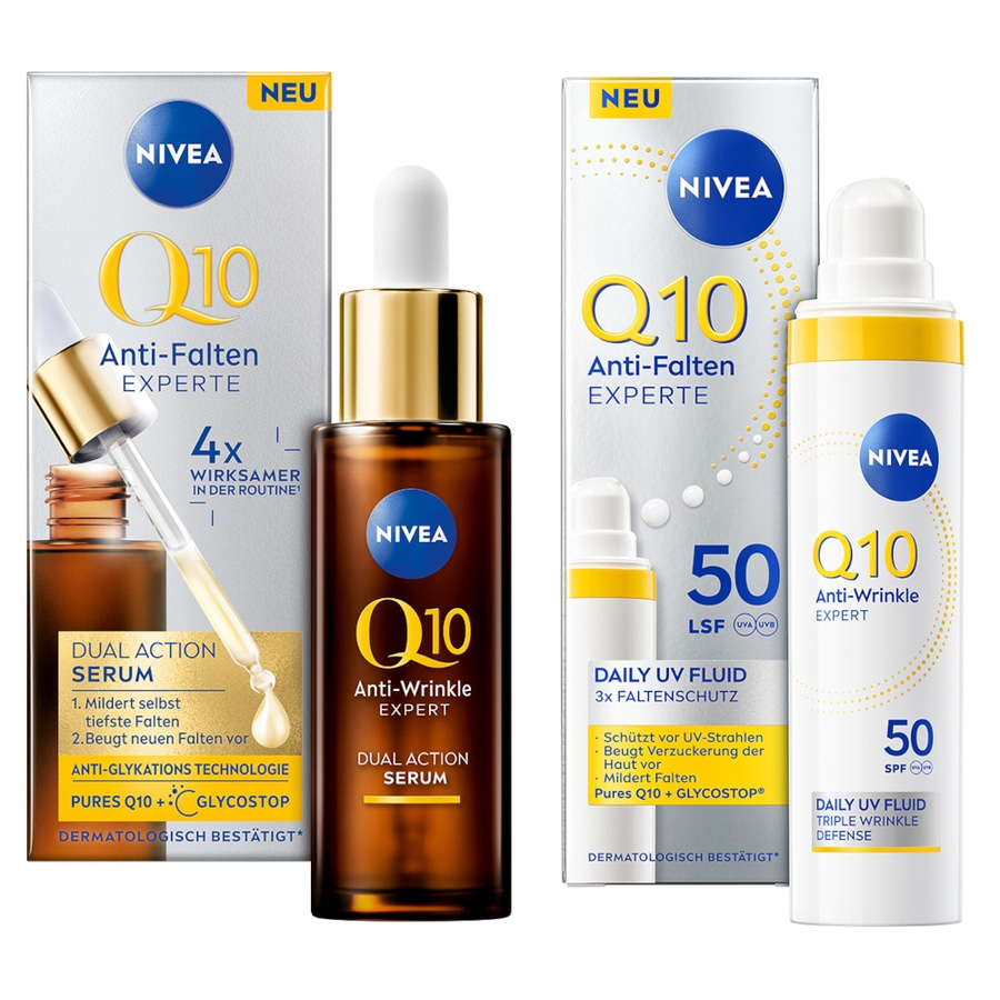 NIVEA Q10 Anti-Falten EXPERTE Dual Action Serum 30 ml + Daily Fluid 40 ml