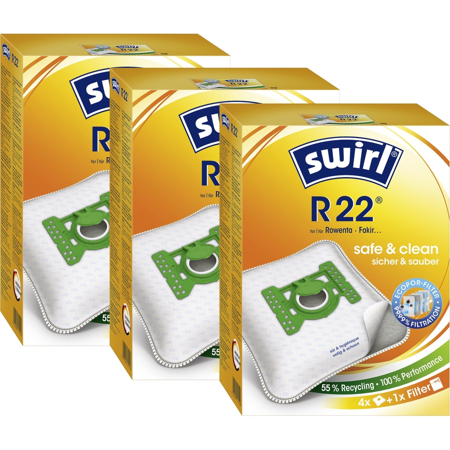 SWIRL Staubsaugerbeutel R 22 EcoPor® für Rowenta, Fakir 12 Beutel