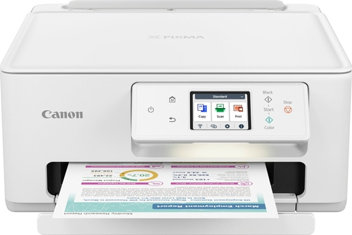 Canon-Drucker mit gedrucktem Bericht, Standard-Funktionen, Kopieren, Scannen, Drucken, Farbe, Schwarz