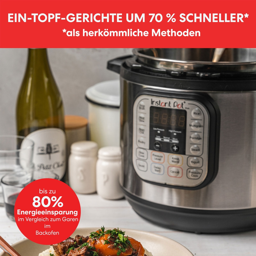 INSTANT POT Duo 7in1 Multikocher Slow Cooker Schongarer 5,7L 1000W silber