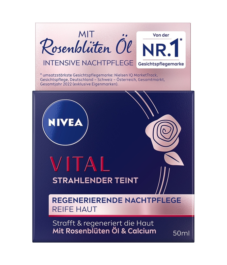 Nivea Vital Nachtpflege mit Rosenblüten Öl, regeneriert reife Haut, 50ml