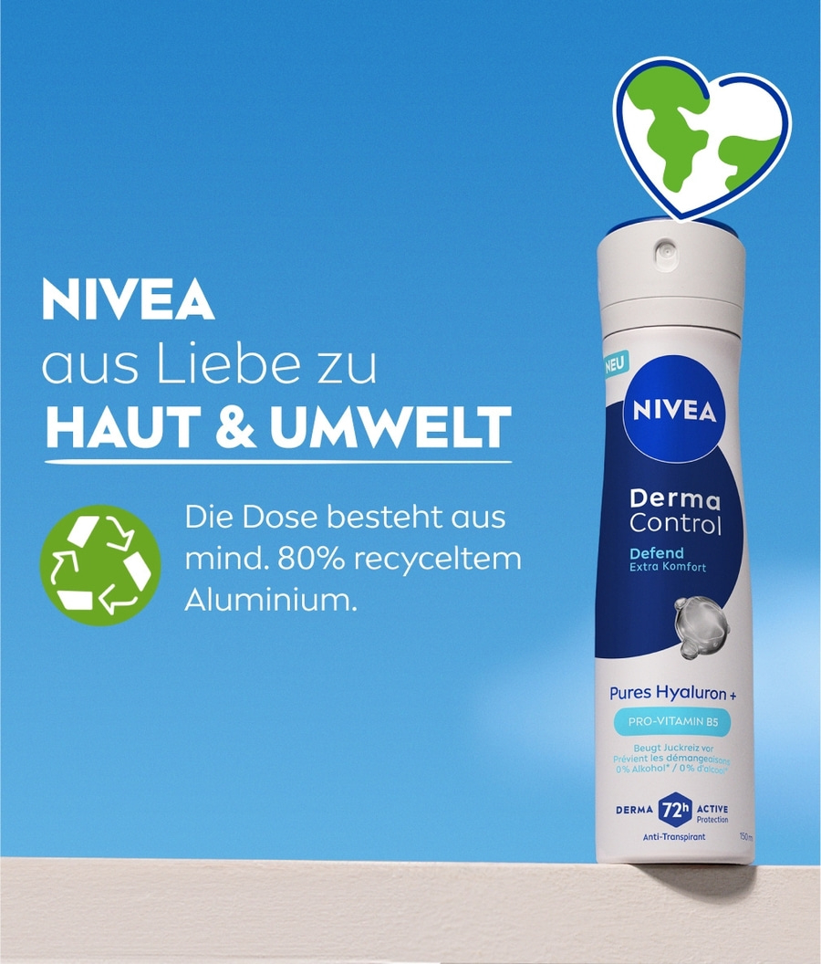 Nivea Deodorant mit Herzen-Symbol für Haut & Umwelt.