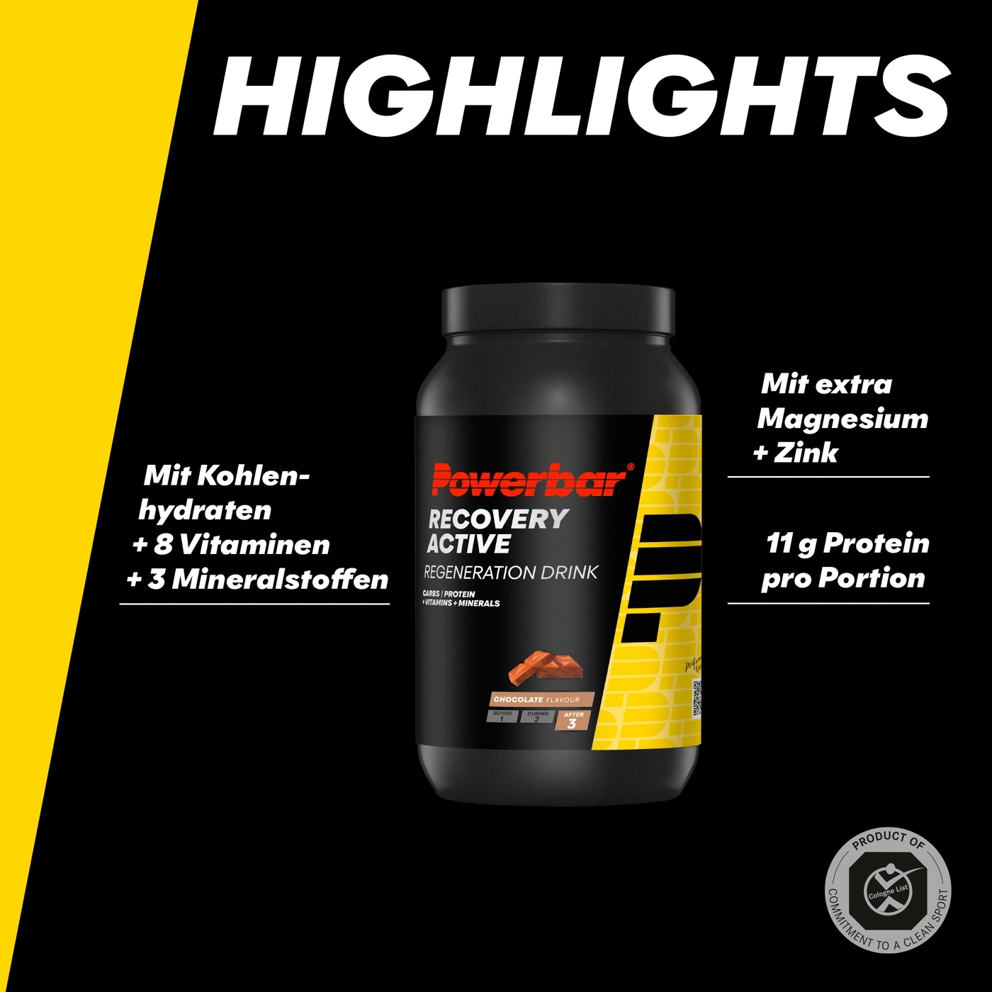 Powerbar Regeneration Drink Highlights mit Magnesium, Zink, 8 Vitaminen und 11g Protein