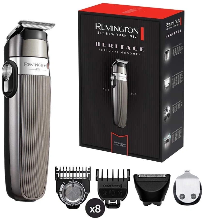 Remington Heritage Personal Groomer, Rasierer mit Zubehör und Verpackung, 8 Aufsätze