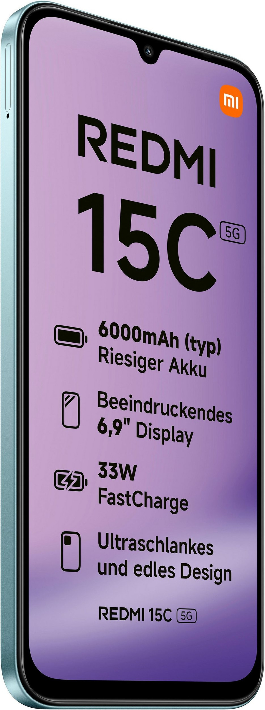 Redmi 15C Smartphone mit 6000mAh Akku, 6,9 Zoll Display und 33W FastCharge.