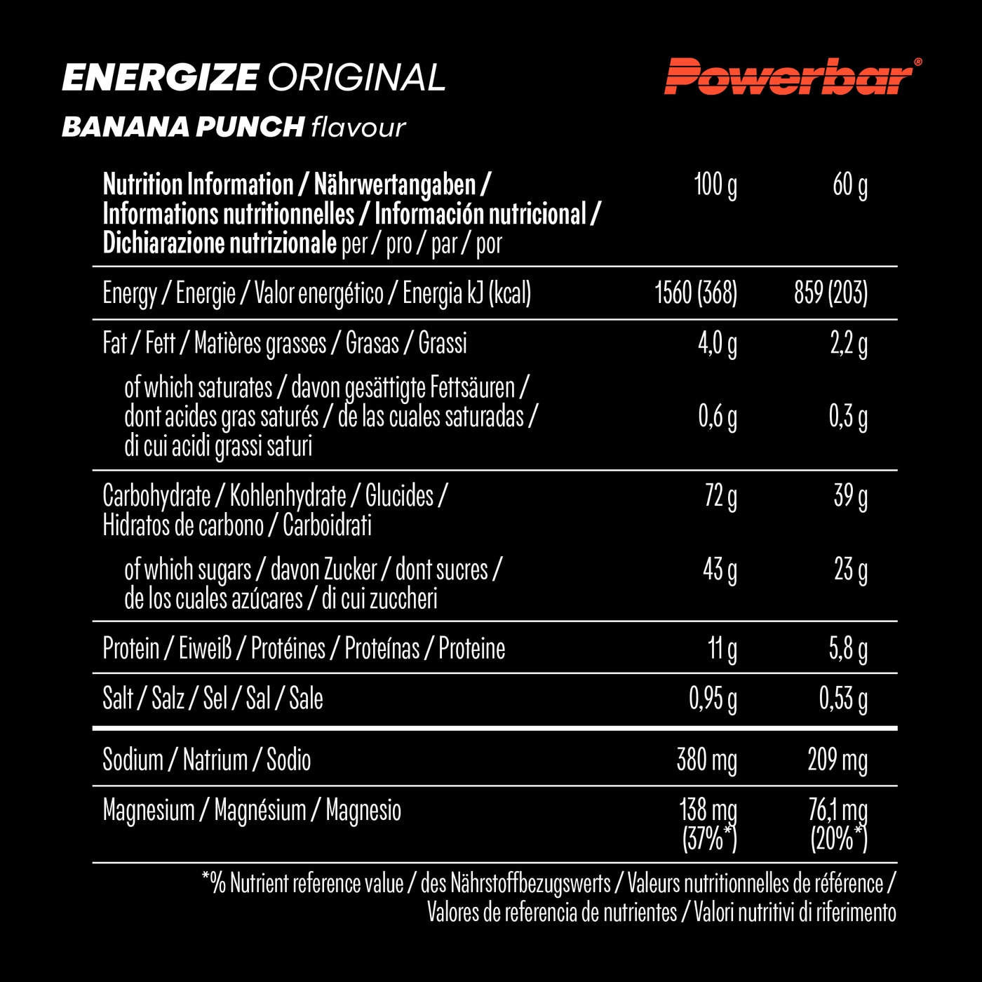 POWERBAR Energize Original Banana Punch 15x55 g High Carb Energieriegel