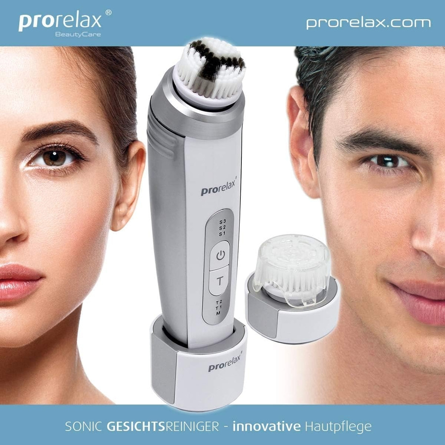 PRORELAX SONIC Ultraschall Gesichtsbürste Gesichtsreiniger weiß/silber NEU