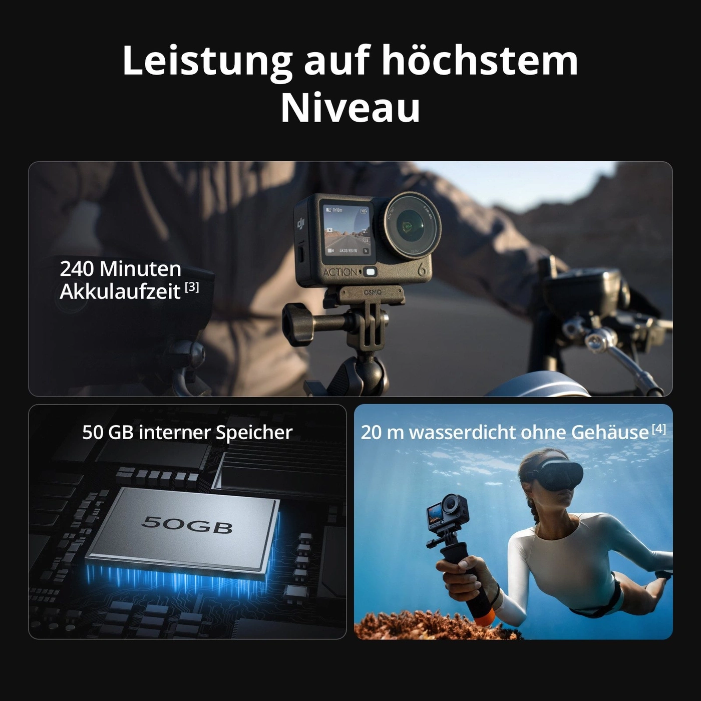 DJI Osmo Action 6 Pro Adventure Combo 8K 38MP IP68 50GB Schwarz GEBRAUCHT