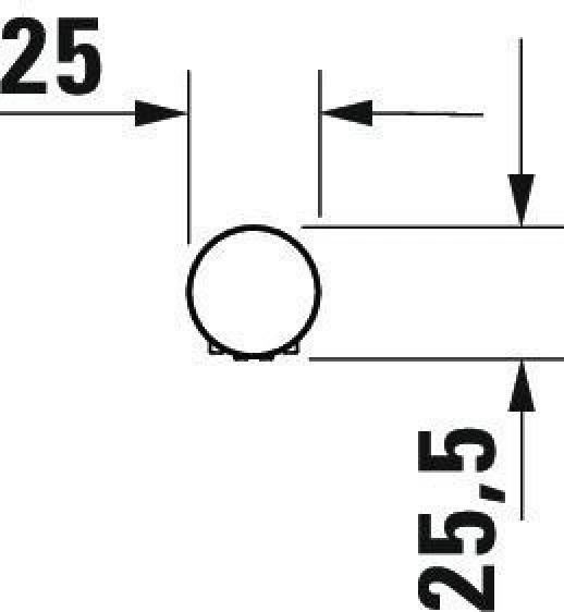 Zeichnung mit Bemaßung: 25 mm und 25,5 mm, ein Kreis und Pfeile.